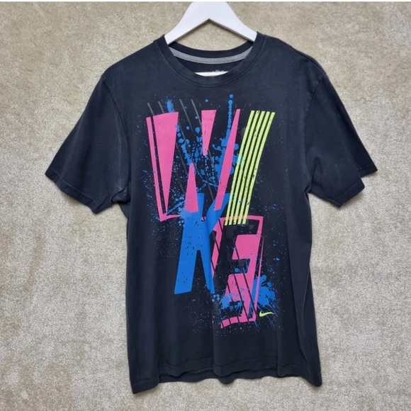 Nike Other - Vintage Nike T Shirt Mens Size Large Spell Out Neon Graphics Black